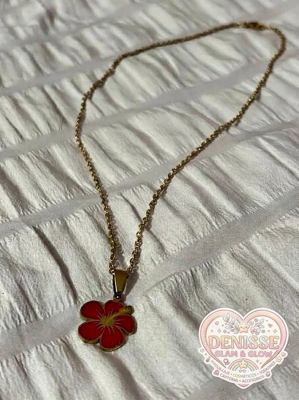 Red Floral Pendant Necklace